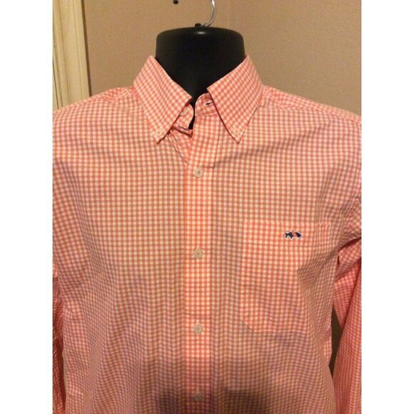 Fish Hippie Tailored Fit Long Sleeve Button Shirt Mens Small S Pink Gingham - Picture 12 of 12